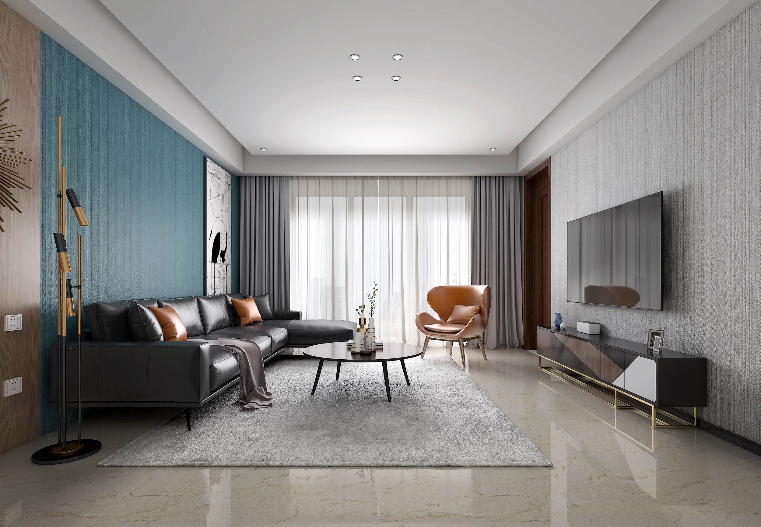 临摹客厅照片现代-室内设计-拓者设计吧
