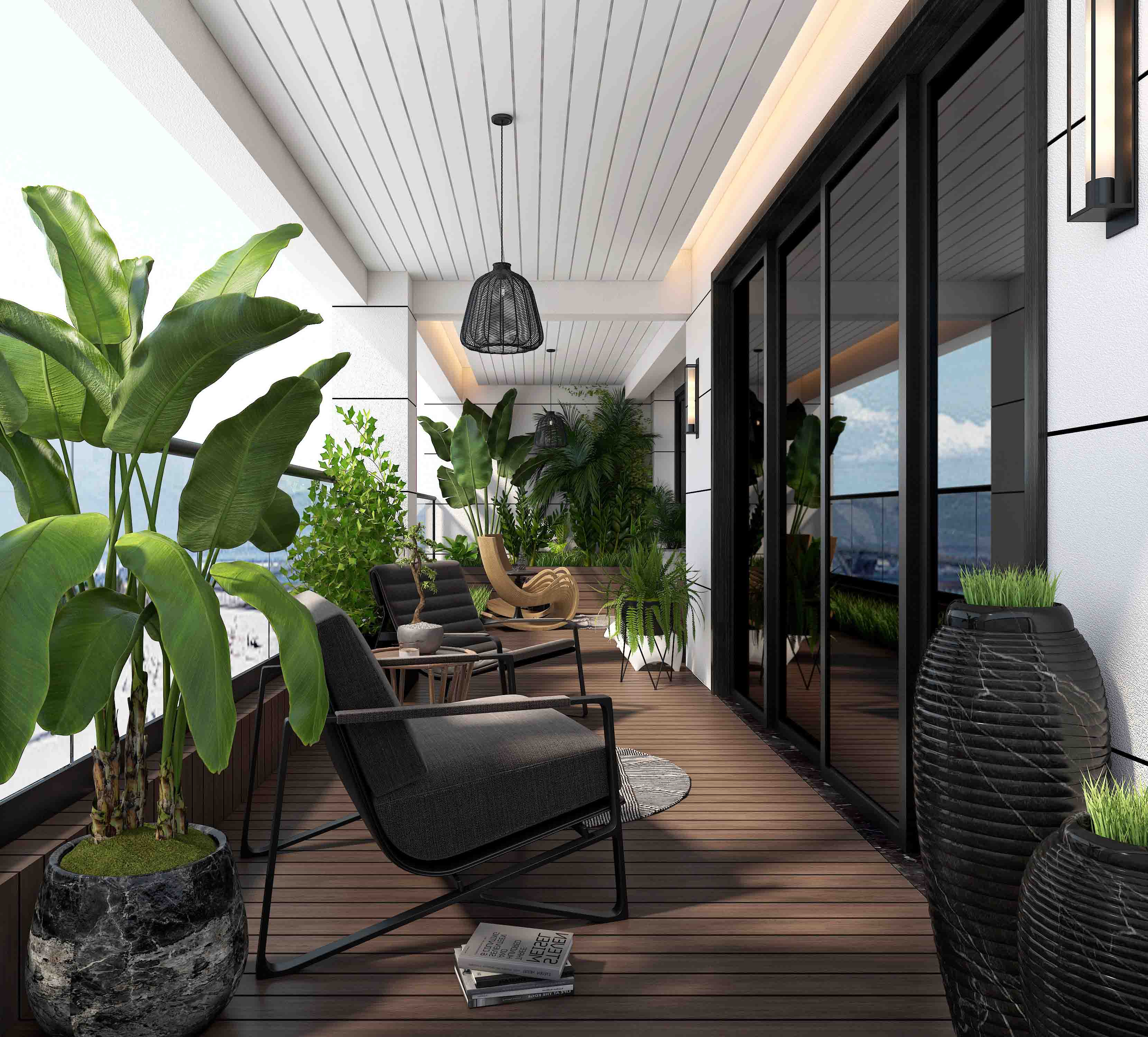 新房生活阳台绿植装饰效果图_装信通网效果图