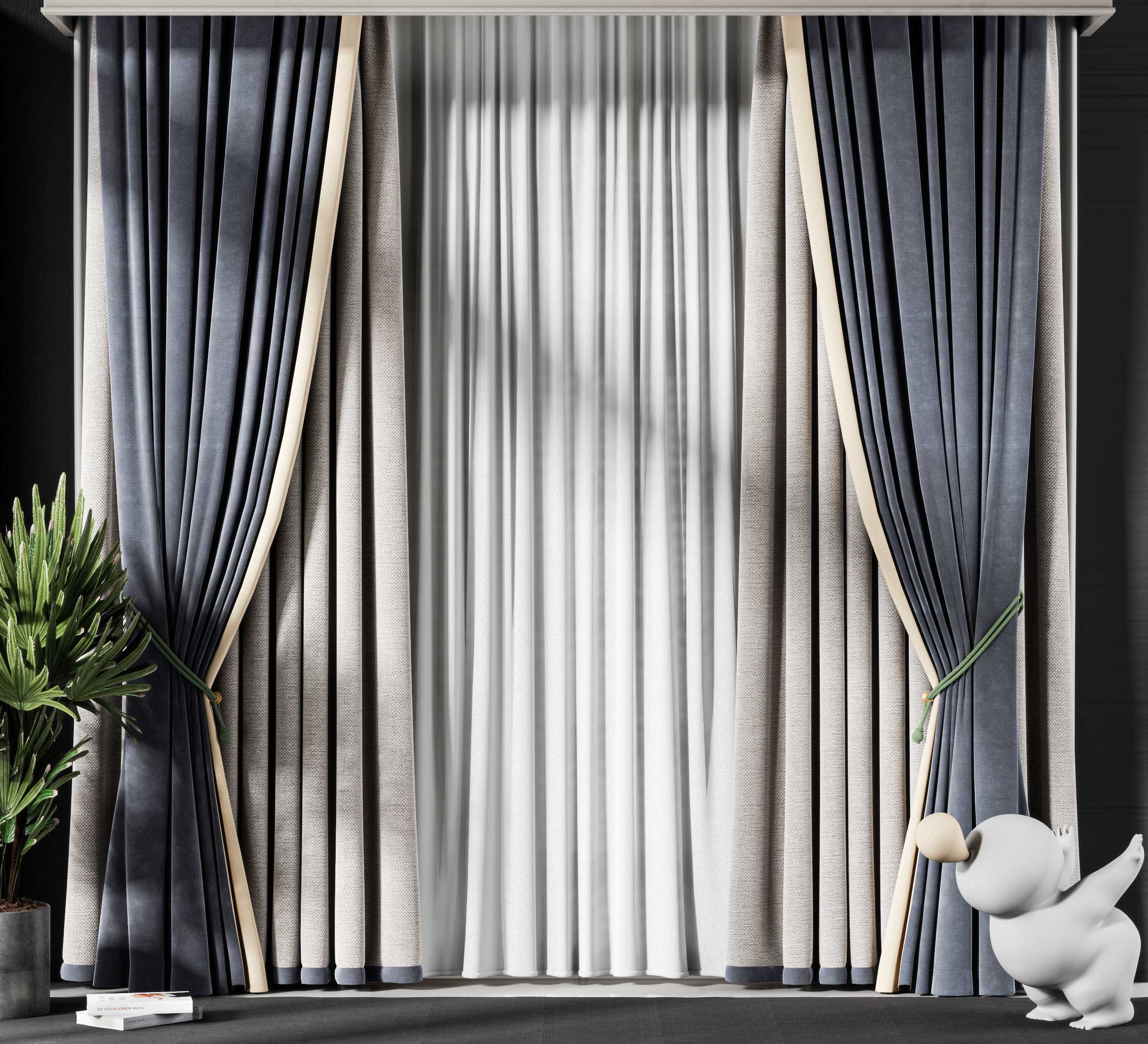 新中式客厅窗帘装修效果图 – 设计本装修效果图