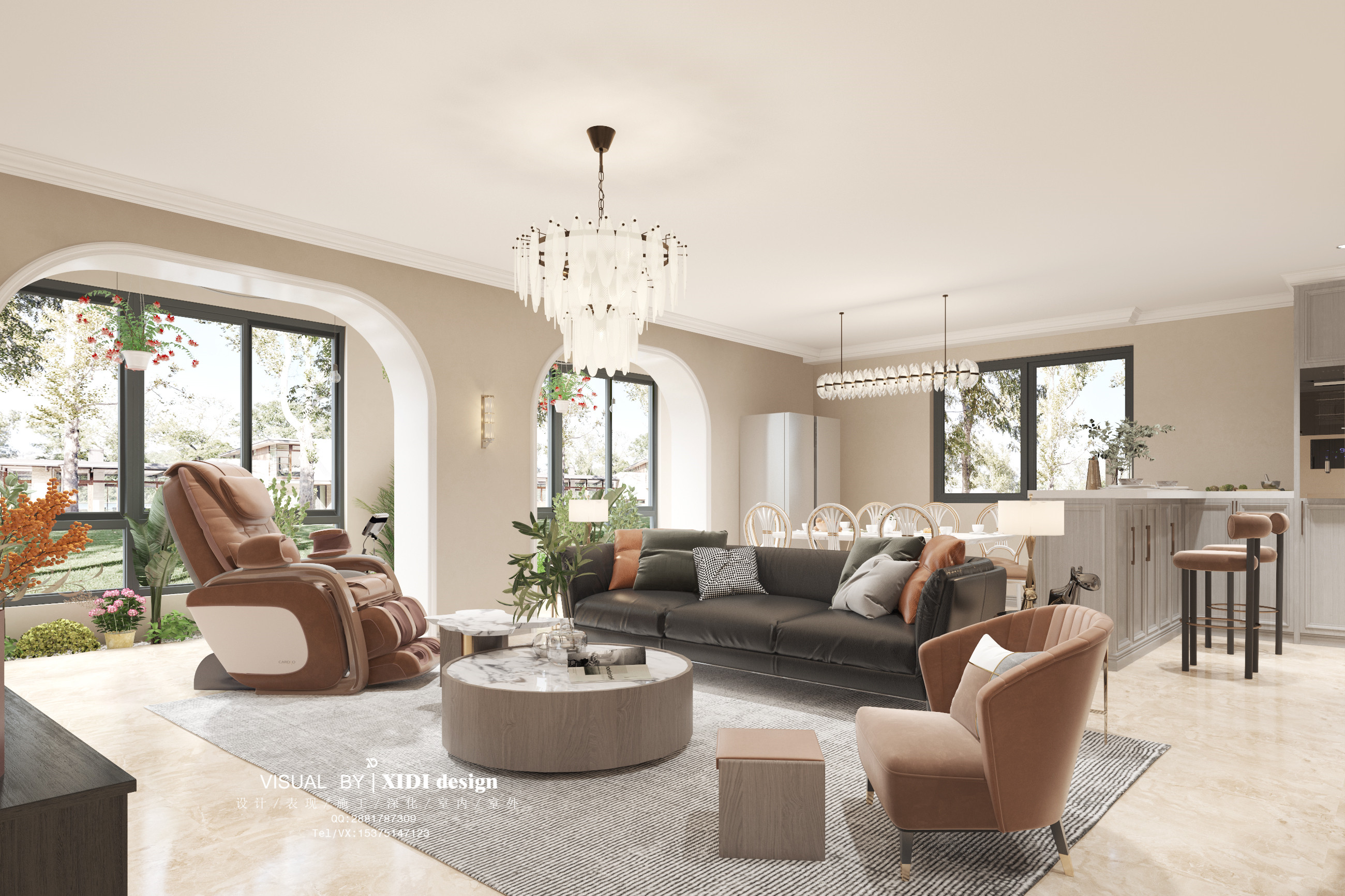 美式轻奢混搭别墅-室内设计-拓者设计吧