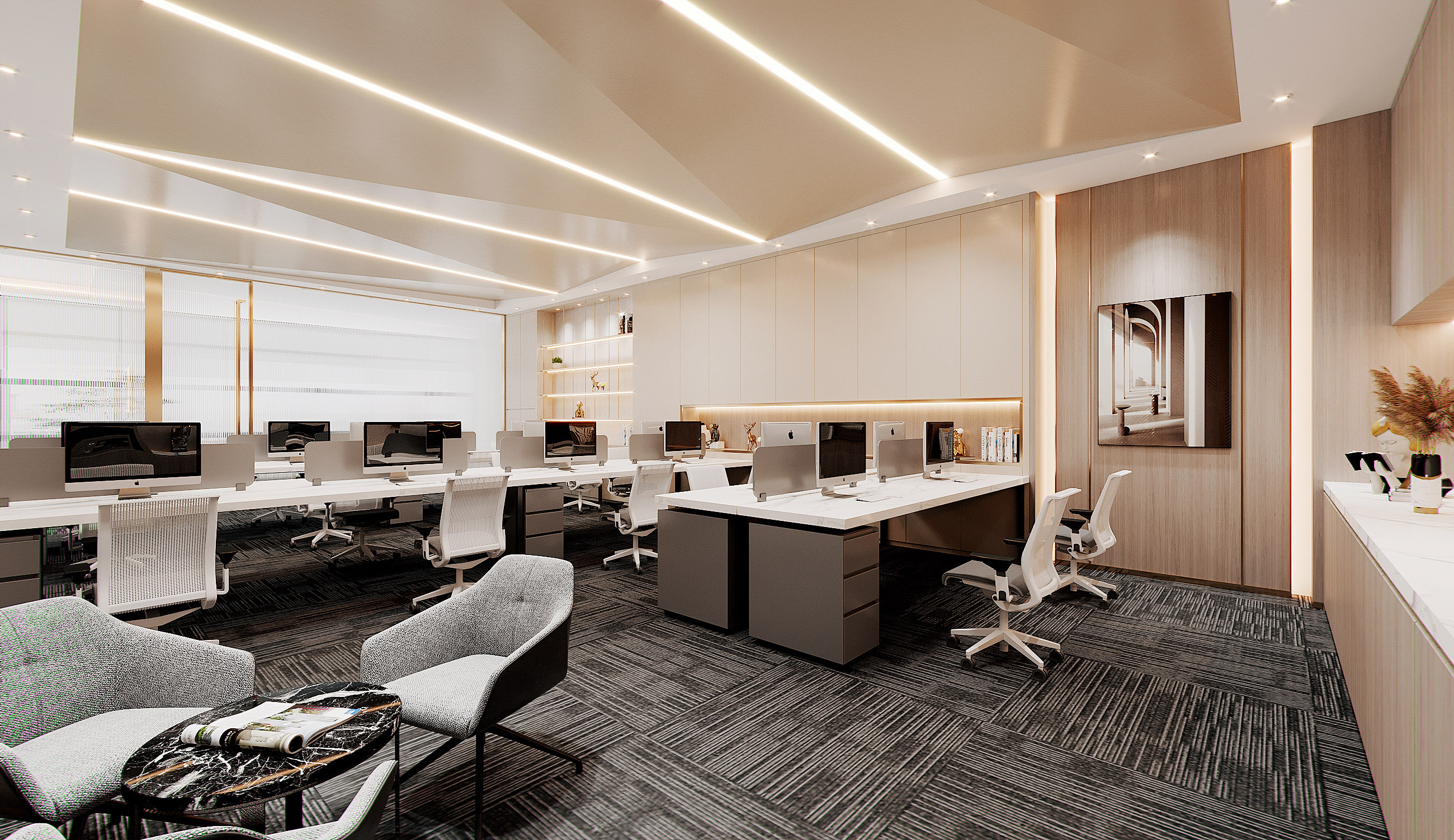 新中式办公室-室内设计-拓者设计吧