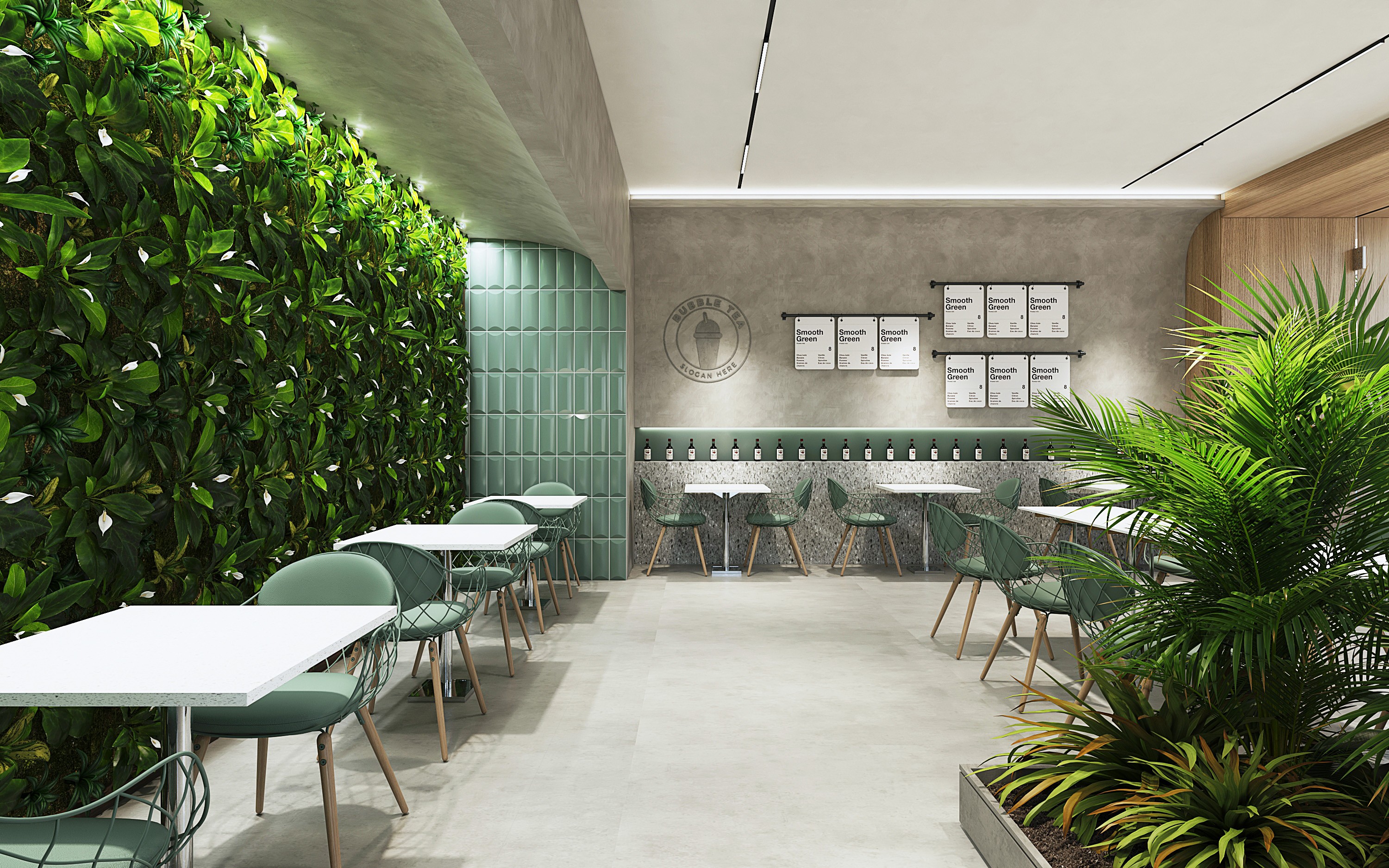 奶茶店，茶餐厅，绿植墙，垂直绿化，商业空间-室内设计-拓者设计吧