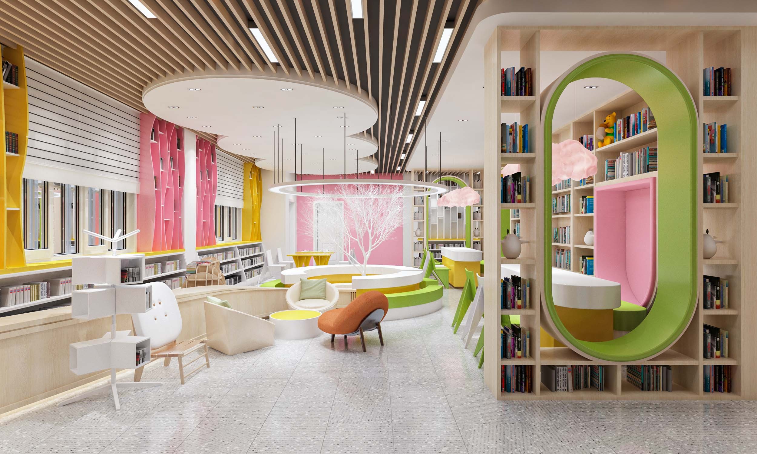 儿童阅览室空间设计|空间|家装设计|知白空间设计 - 原创作品 - 站酷 (ZCOOL)