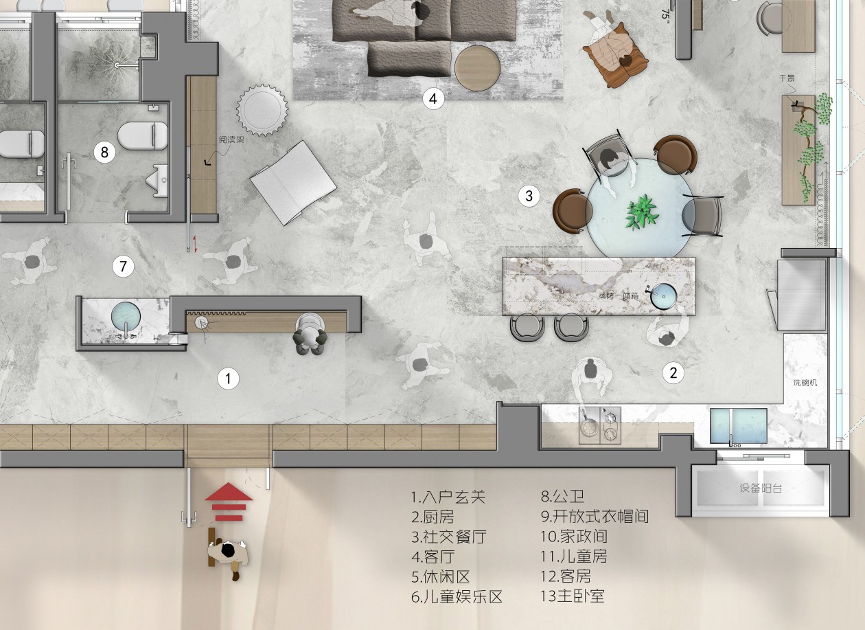 拟物风立体质感彩平图（CAD+PSD）-室内设计-拓者设计吧