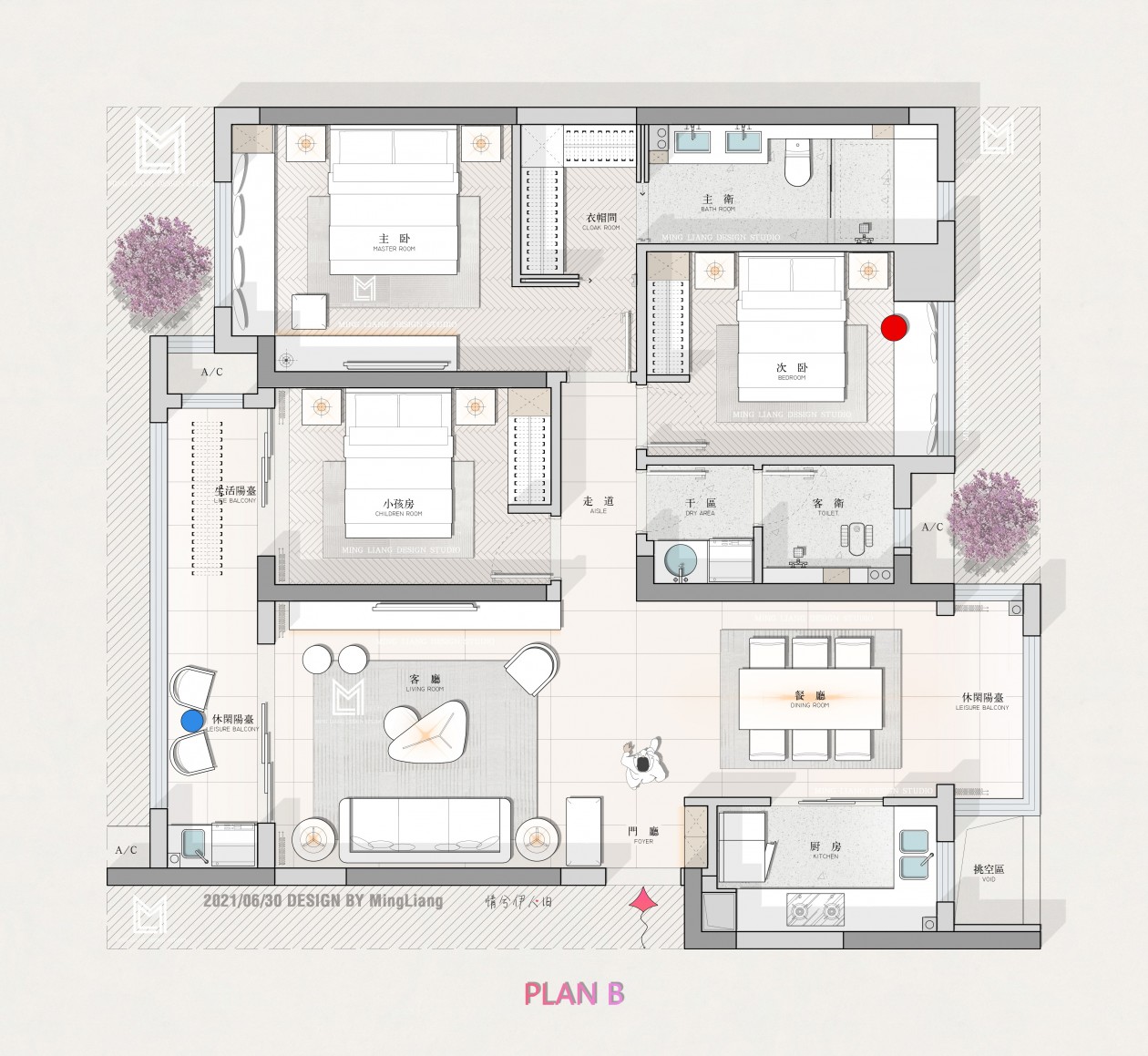平面户型优化_Designer.ming.L_中小平层｜"魔改"方案九128m²-室内设计-拓者设计吧