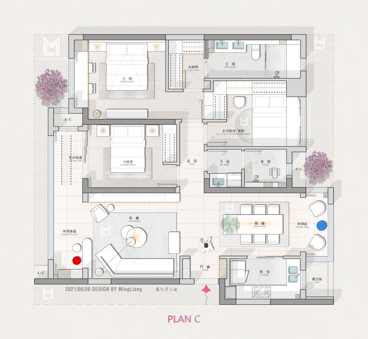 平面户型优化_Designer.ming.L_中小平层｜"魔改"方案九128m²-室内设计-拓者设计吧