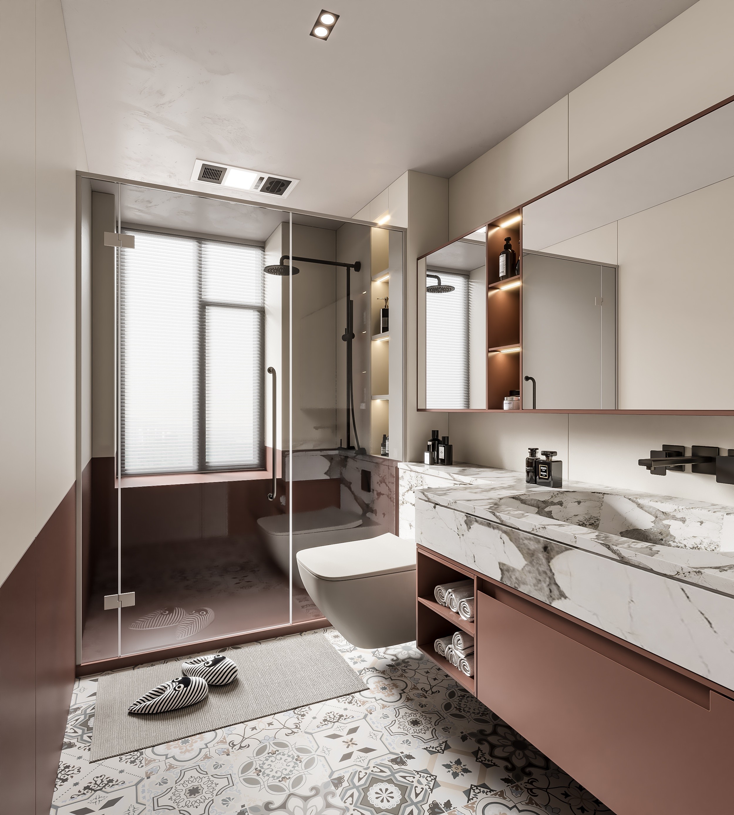 现代卫生间 马桶 浴室柜 洗脸盆 镜子 玻璃隔断-室内设计-拓者设计吧