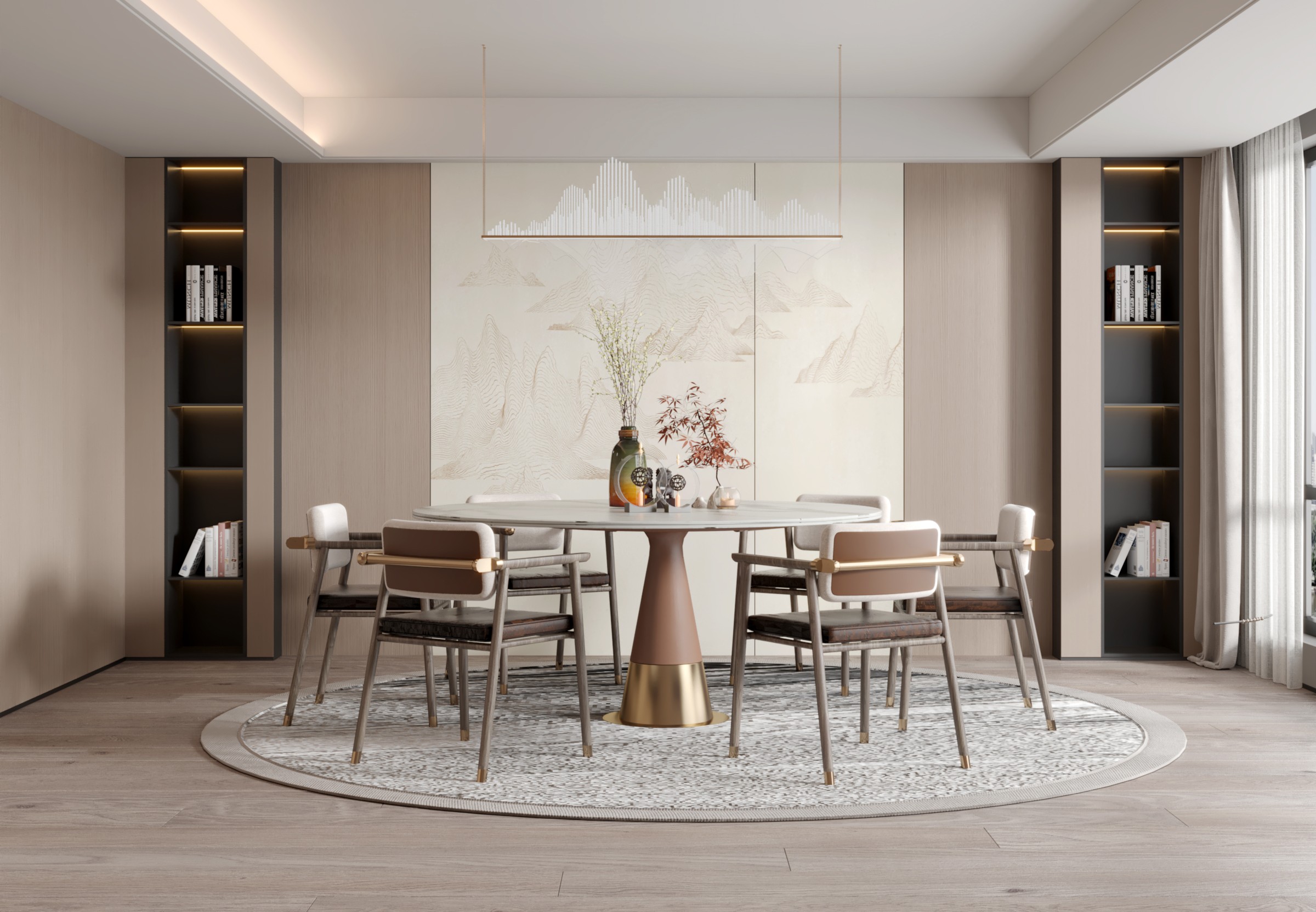 VR 新中式客厅 新中式沙发茶几组合 新中式背景墙-室内设计-拓者设计吧