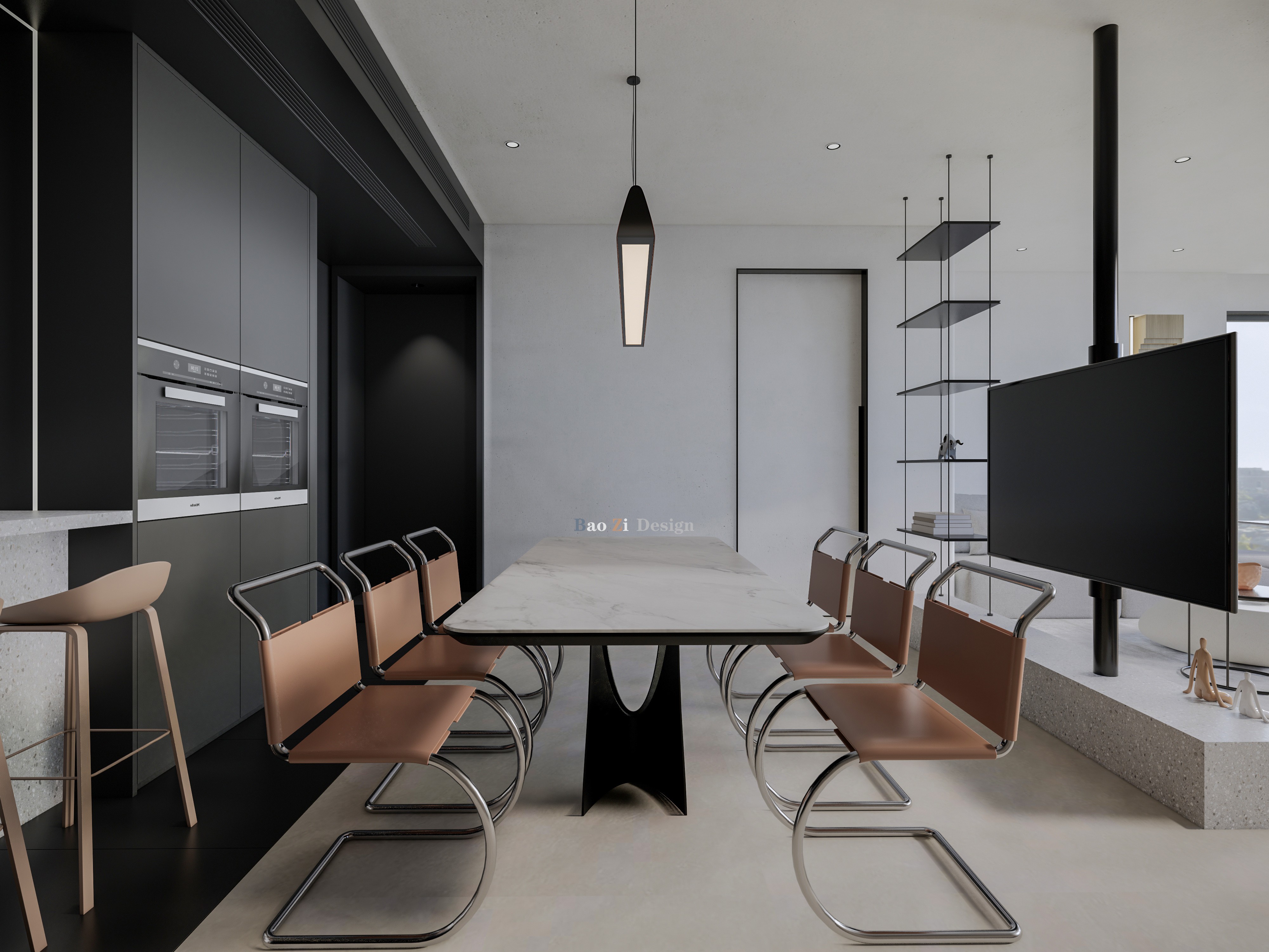 现代风格客餐厅-未来效果图-室内设计-拓者设计吧