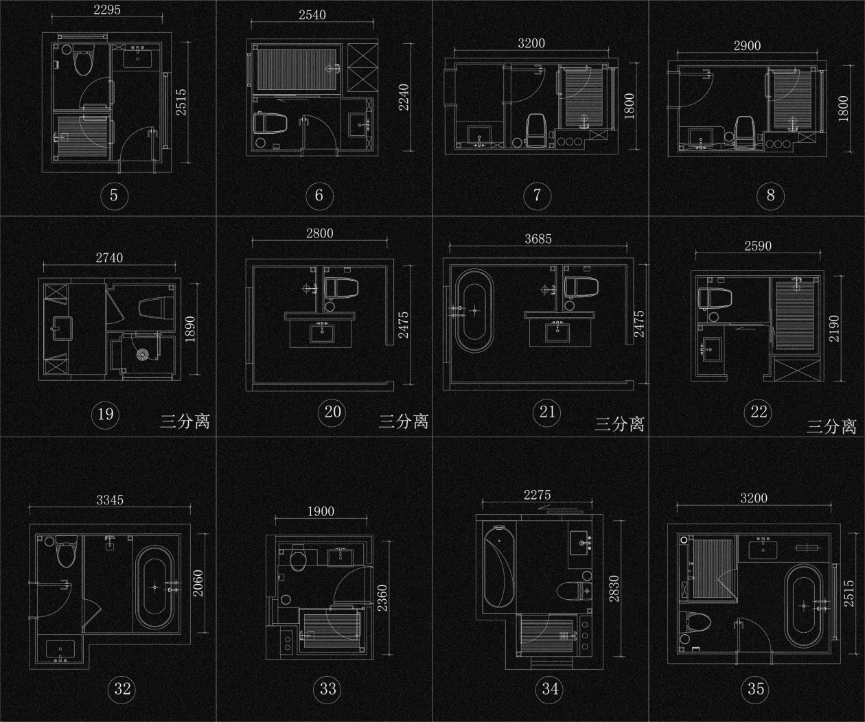【2023私宅卫生间布置CAD图库】YLD.Studio-室内设计-拓者设计吧