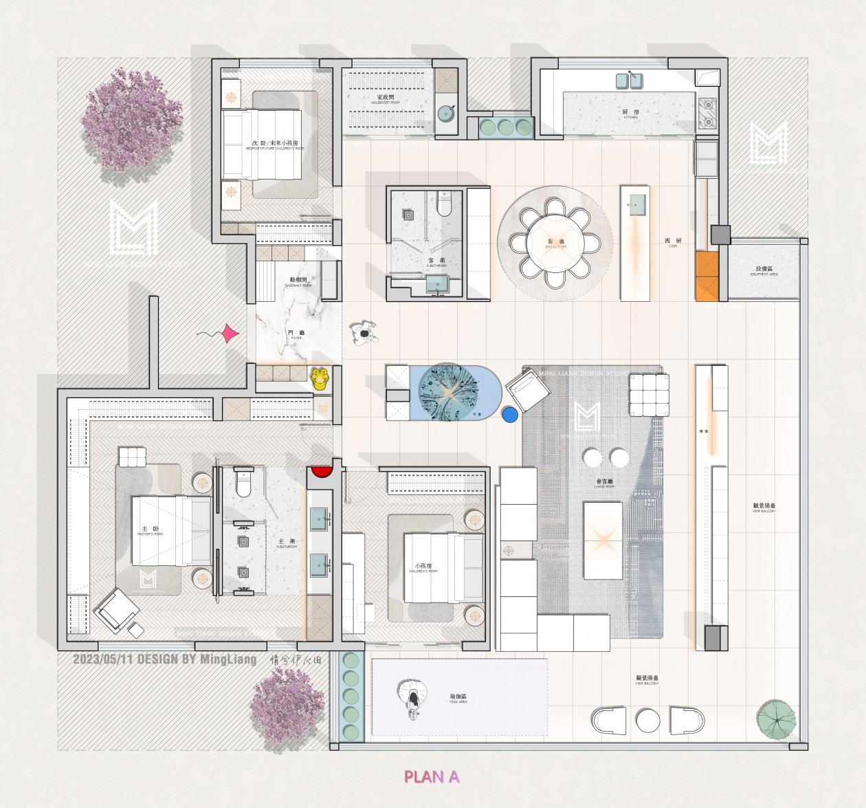 平面户型优化_Designer.ming.L_大平层｜两稿方案282m²-室内设计-拓者设计吧