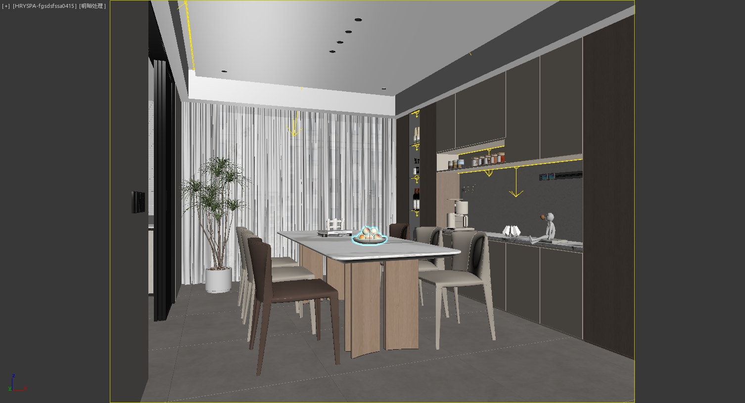 现代奶油风餐厅3D模型-室内设计-拓者设计吧