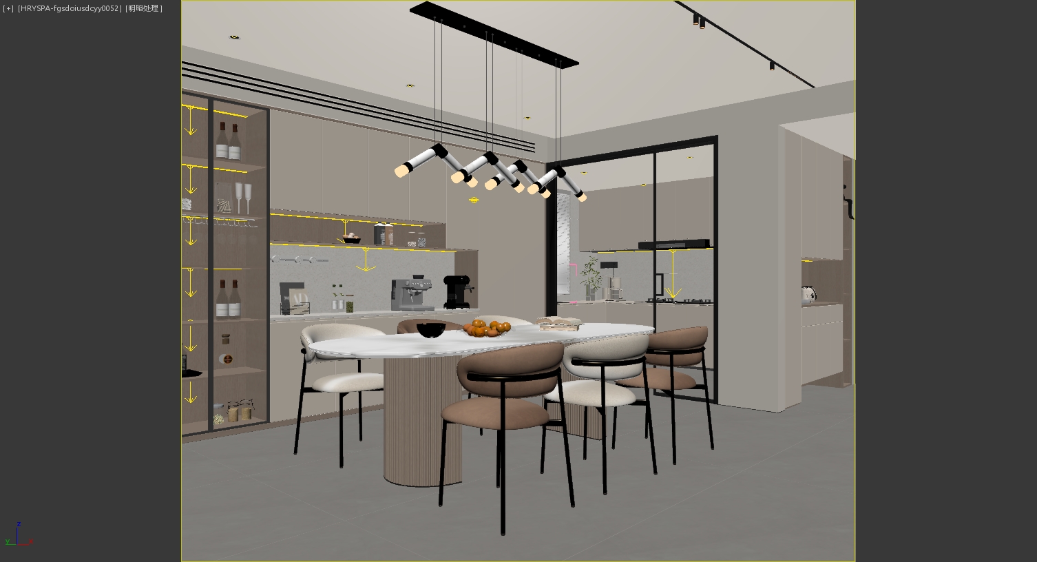 现代奶油风餐厅3D模型-室内设计-拓者设计吧