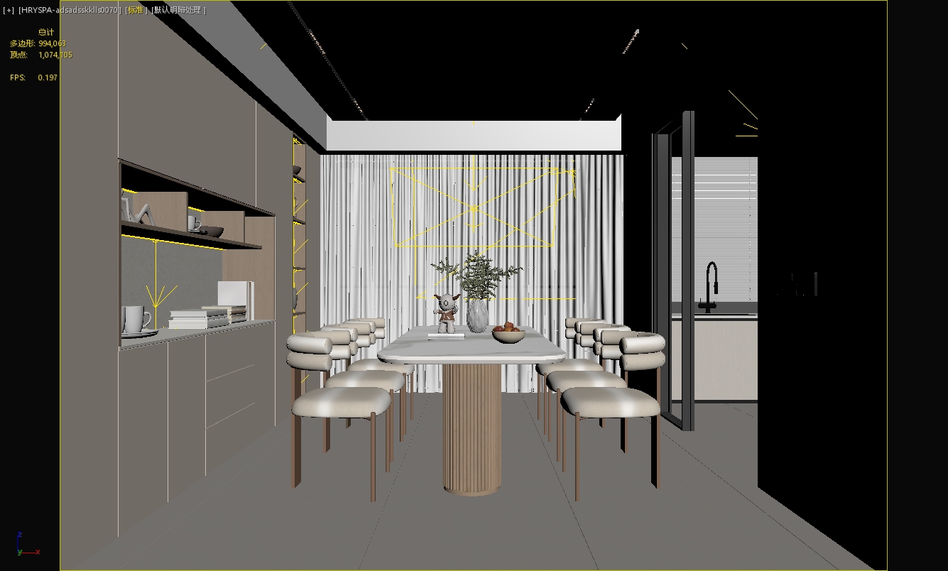现代奶油风餐厅3D模型-室内设计-拓者设计吧