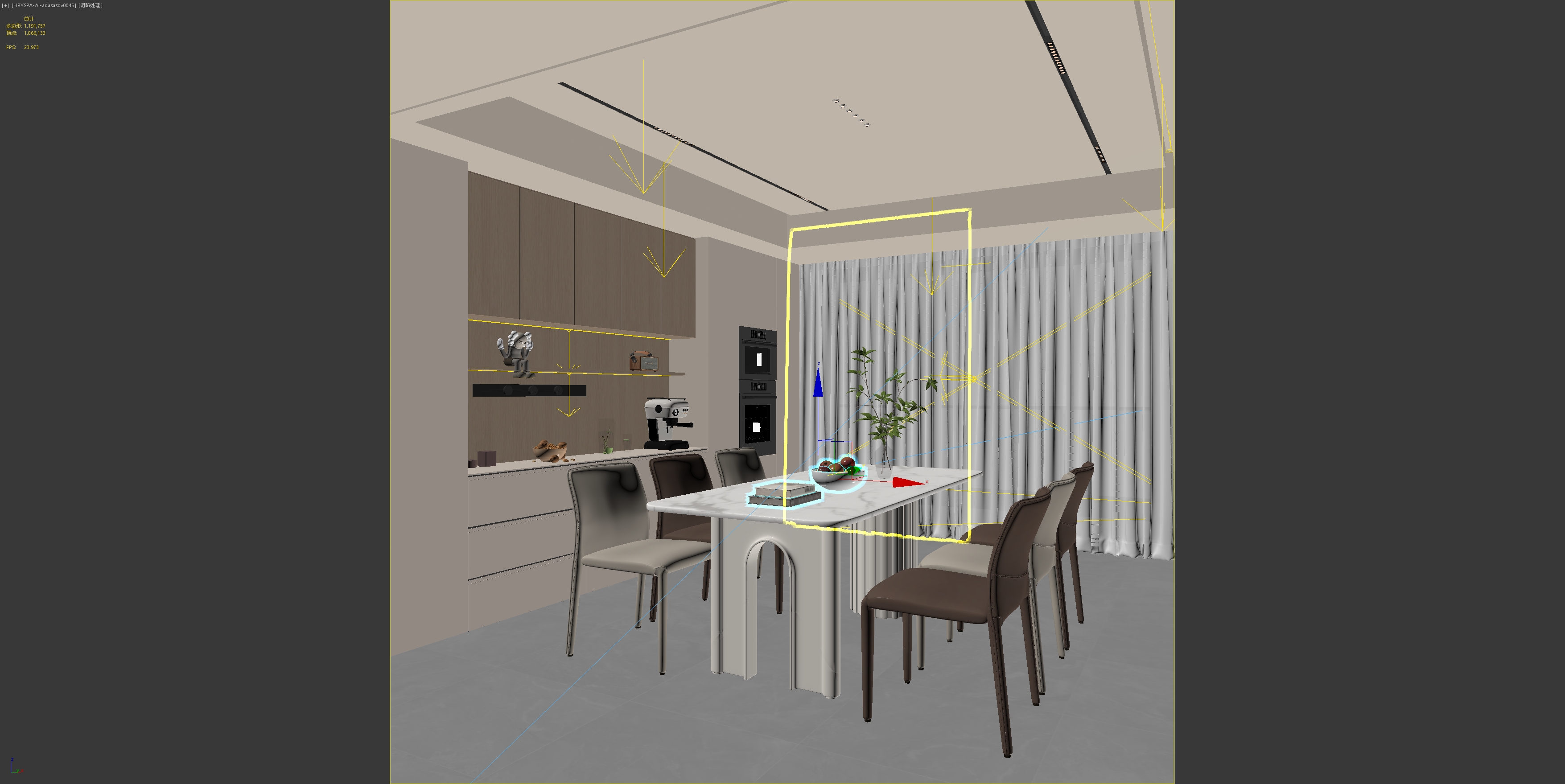 现代奶油风餐厅3D模型-室内设计-拓者设计吧