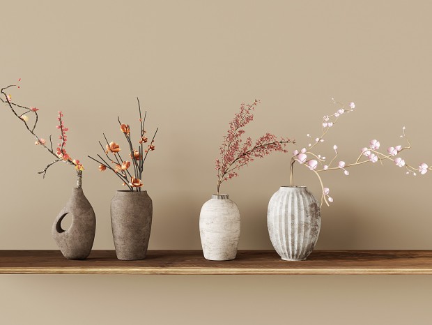 新中式陶瓷器皿 陶罐花瓶 装饰干支 干花花艺
