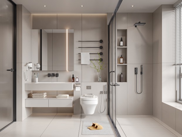 现代卫生间，现代淋浴组合，现代卫浴组合SketchUp模型 渲染器：Enscape
