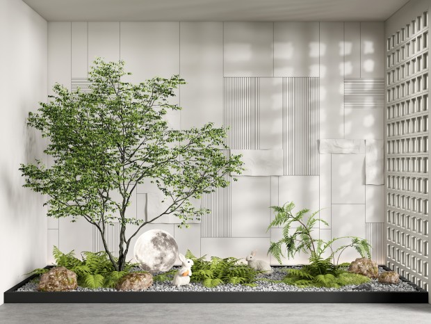 现代庭院景观小品 室内造景 景观植物 植物组合