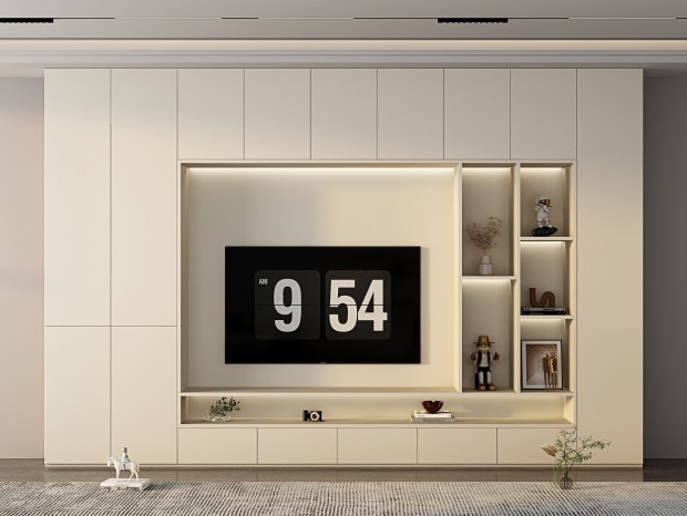 现代电视背景墙柜