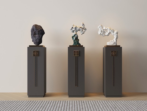 现代石头雕塑装置 石头装饰摆件 石头雕塑小品 室内艺术雕塑装置