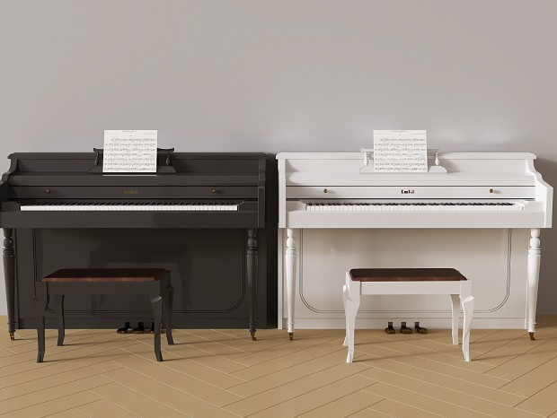 现代钢琴 白色钢琴 黑色钢琴 木质钢琴 烤漆钢琴 钢琴凳 琴谱