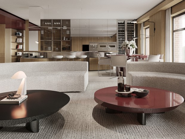 SNOB Architects | Stylish Apartment with Wine Accents