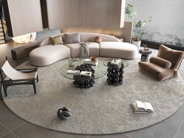 VR  现代沙发茶几组合 弧形沙发 茶几 休闲椅 边几角几
