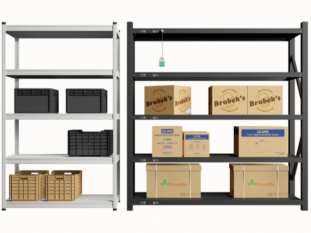 现代货架 超市陈列架 置物架 纸箱su模型