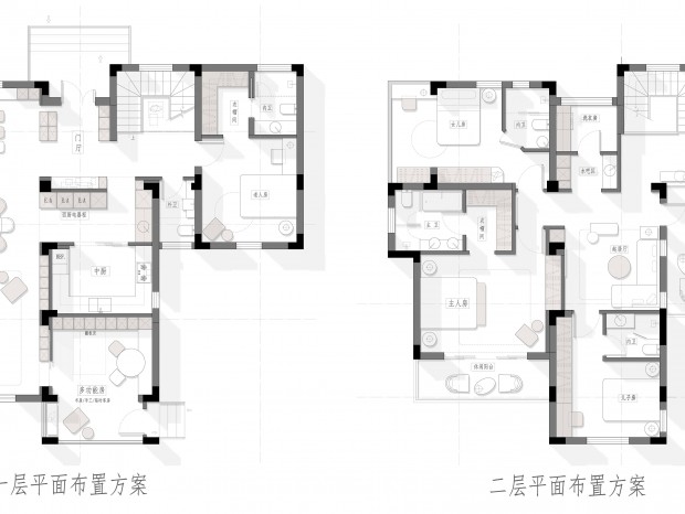 240㎡独栋别墅CAD方案+PSD源文件--王一作品