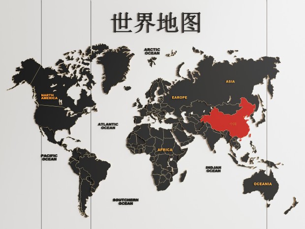 现代世界地图墙饰挂件 立体地图挂件
