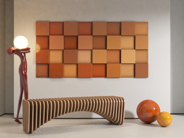 现代橙色方块组合装饰画