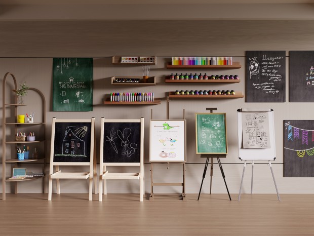 CR  儿童画板，黑板，颜料，彩笔