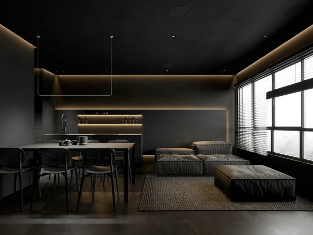 高级黑色系公寓设计 打造沉稳舒适的高雅品位