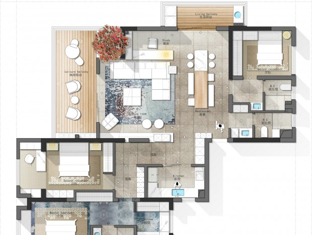 190㎡  三居室方案 CAD PSD