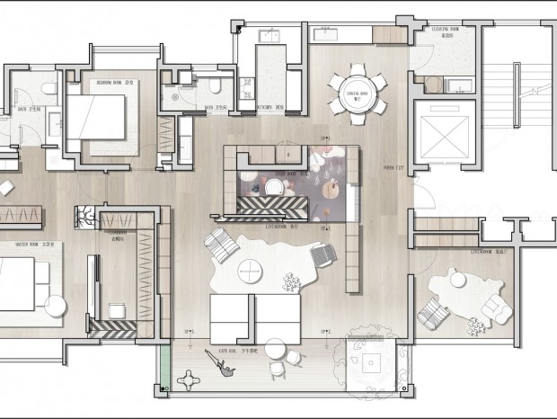 180㎡  两居室平面方案 CAD+PSD