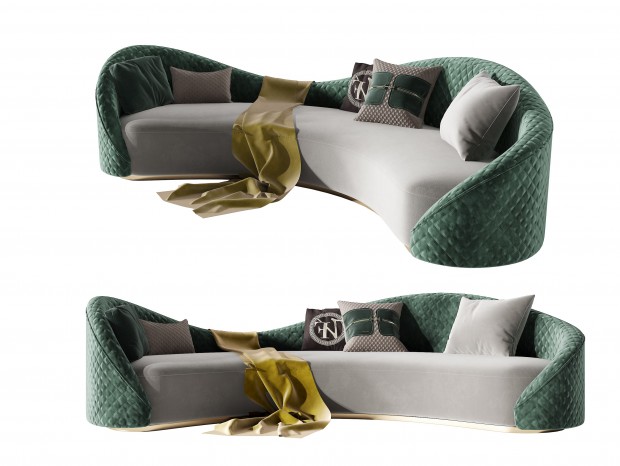法式沙发 弧形沙发 抱枕