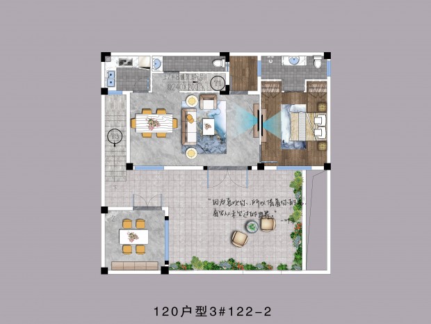 װ/Aerial view of villa decoration.