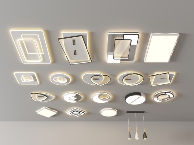 VR  客厅主灯 现代简约 奶油风 云朵吸顶灯 餐厅卧室 灯具组合 全屋套餐