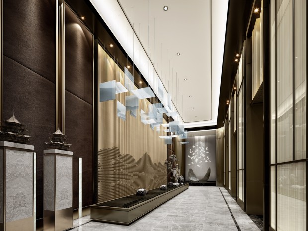 中式酒店 电梯间 走廊 过道