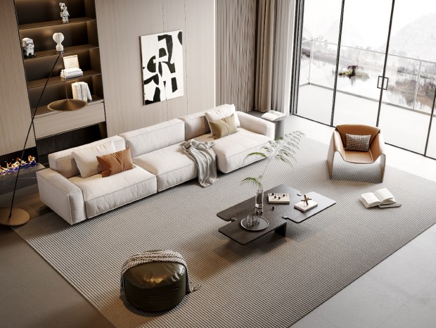 VR  现代沙发茶几组合3D模型