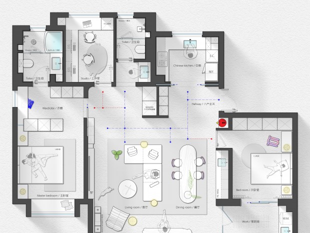 「120㎡常规三房户型」两稿方案 (CAD+PSD)