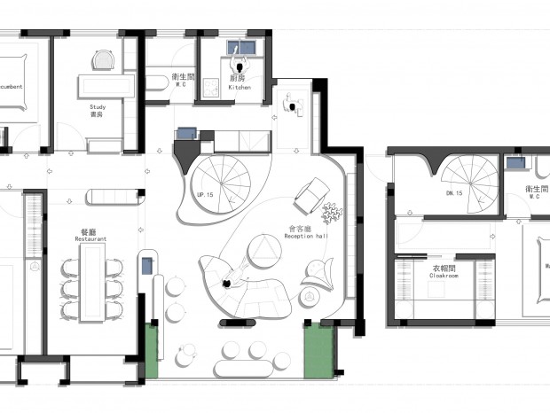 160㎡  三居室平面方案 CAD PSD