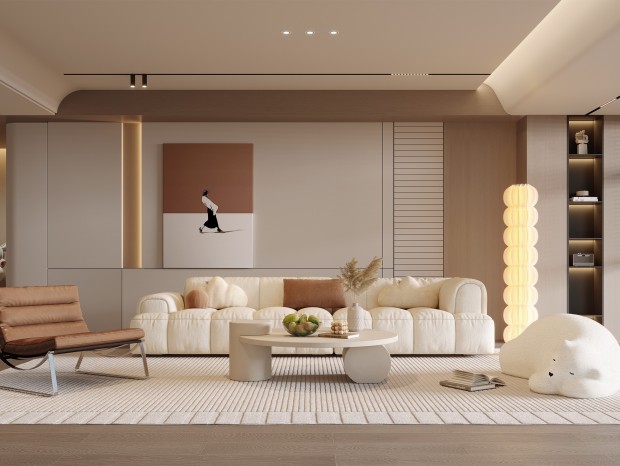 现代客厅，现代沙发茶几组合