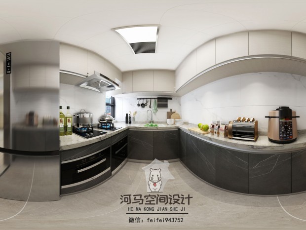 现代风格厨房全景——河马空间设计与表现