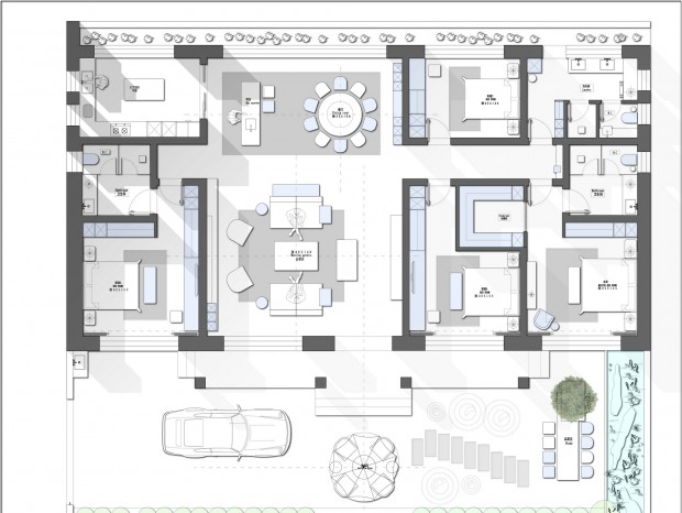 【免费】一层自建房平面方案 CAD PSD---CDT空间