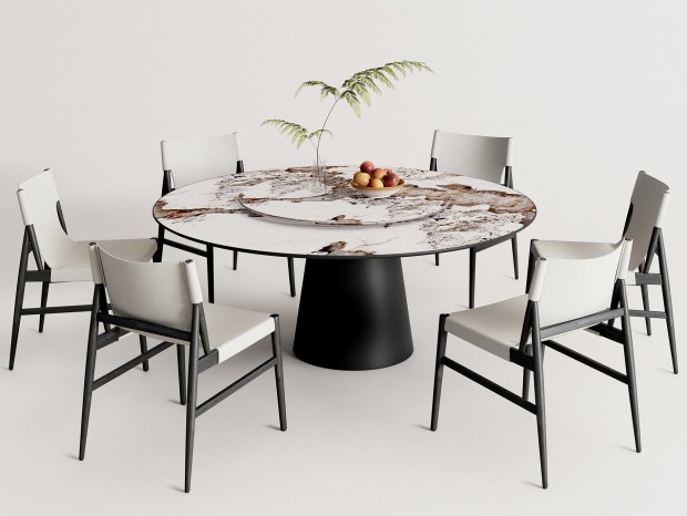Cassina现代圆形餐桌椅 餐桌椅组合