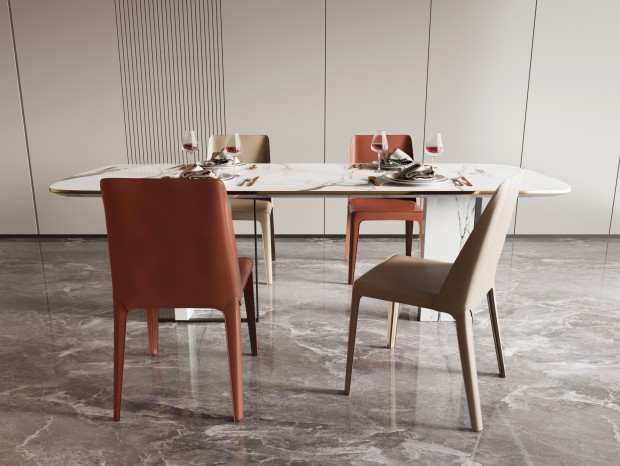 现代餐桌椅，长方形餐桌