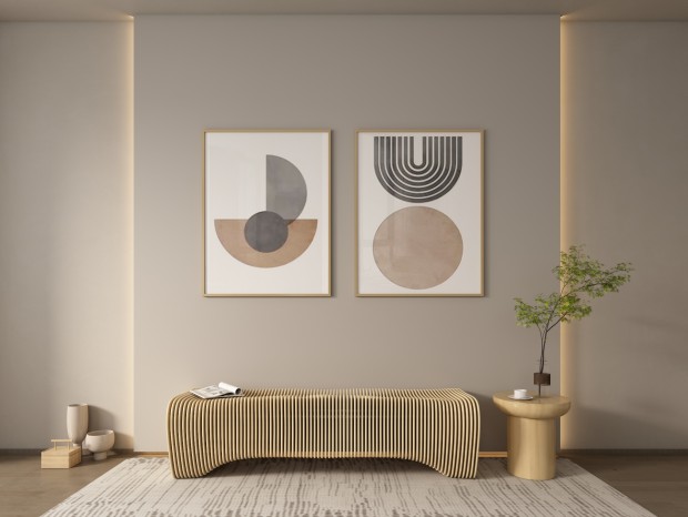 VR  现代装饰画 休闲沙发 创意沙发 侘寂风挂画