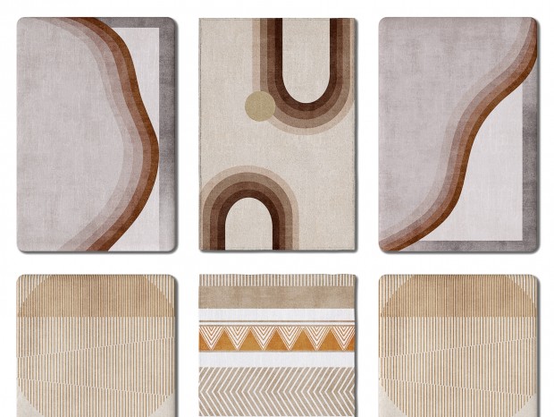 北欧地毯 方毯 绒毛地毯 抽象地毯