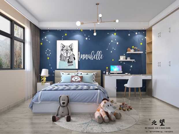 现代时尚儿童卧室——北望设计表现